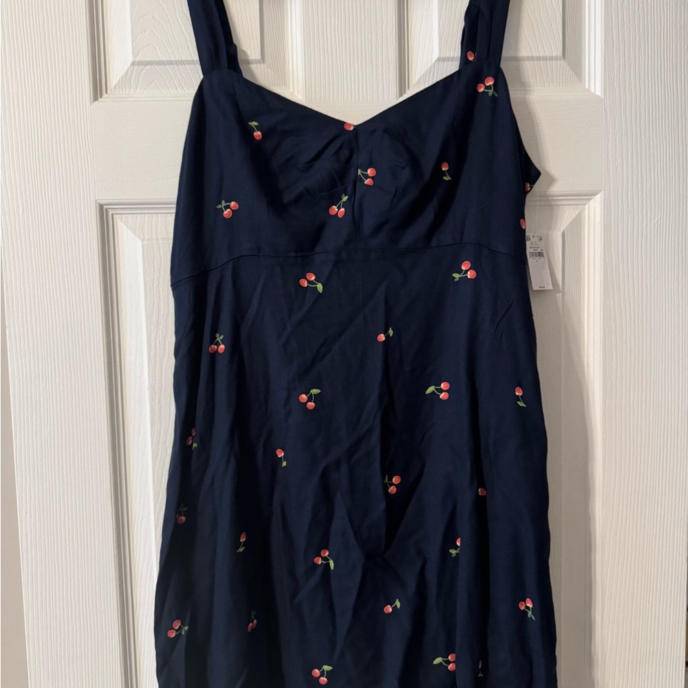 Navy Dress with Cherry Print